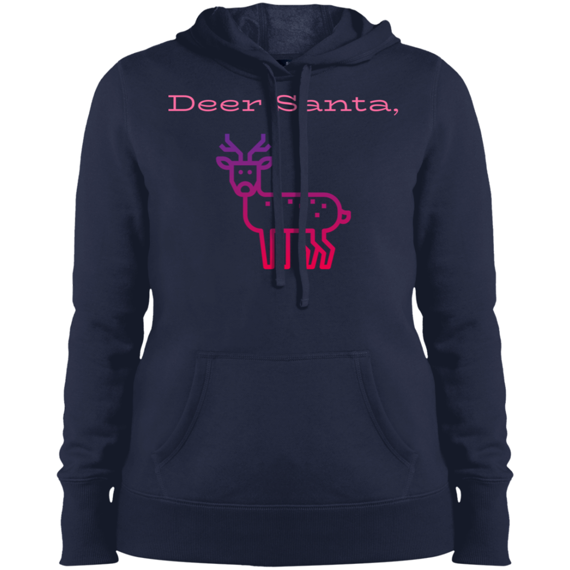 Deer Santa Ladies Pullover Hooded Sweatshirt