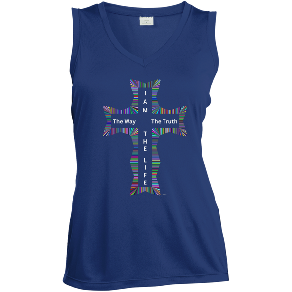 I Am the Way - Ladies' Sleeveless V-Neck Performance Tee