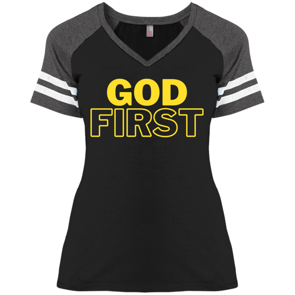 God First - Ladies' Game V-Neck T-Shirt