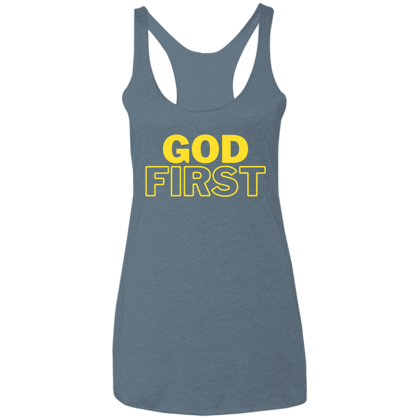 God First - Ladies' Triblend Racerback Tank