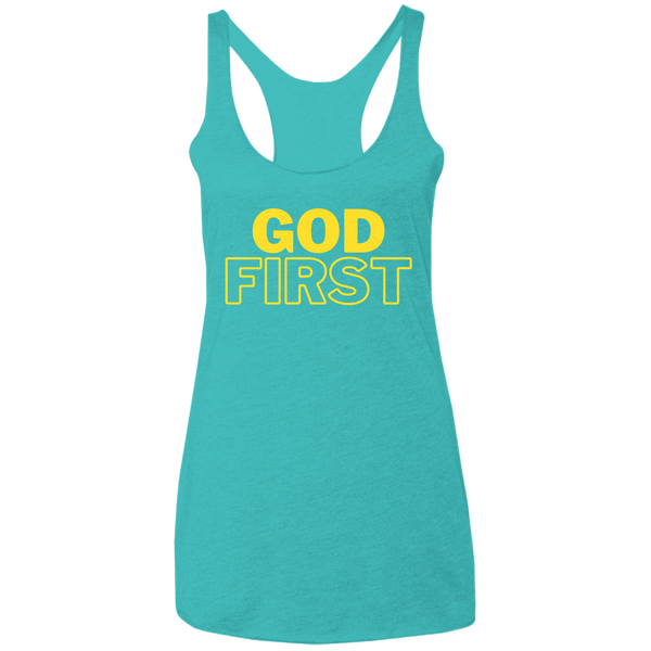 God First - Ladies' Triblend Racerback Tank