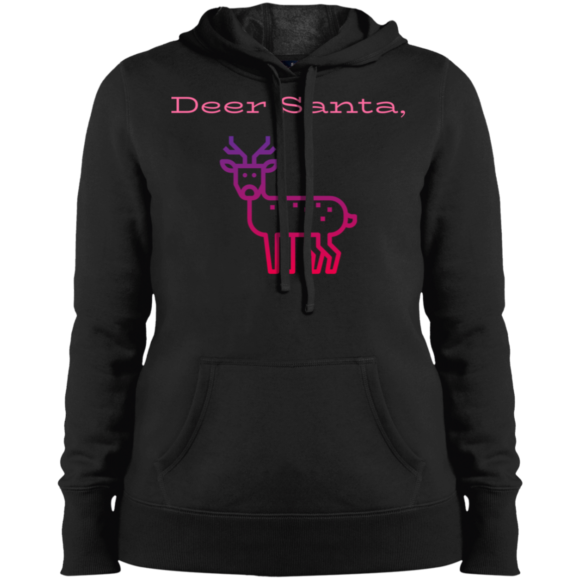 Deer Santa Ladies Pullover Hooded Sweatshirt