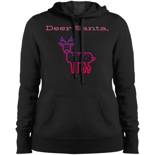 Deer Santa Ladies Pullover Hooded Sweatshirt