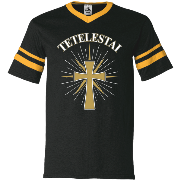 Tetelestai - Men's V-Neck Sleeve Stripe Jersey