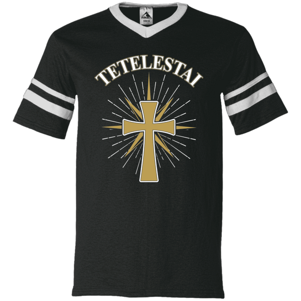 Tetelestai - Men's V-Neck Sleeve Stripe Jersey
