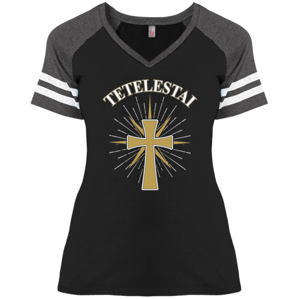 Tetelestai - Ladies' Game V-Neck T-Shirt