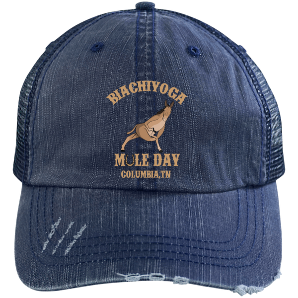 BiaChiYoga Mule Day Distressed Unstructured Trucker Cap