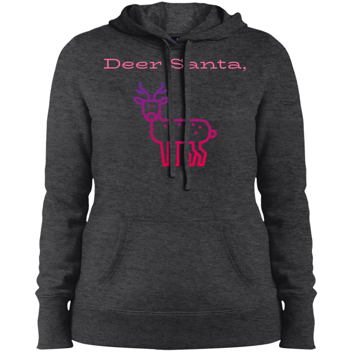 Deer Santa Ladies Pullover Hooded Sweatshirt