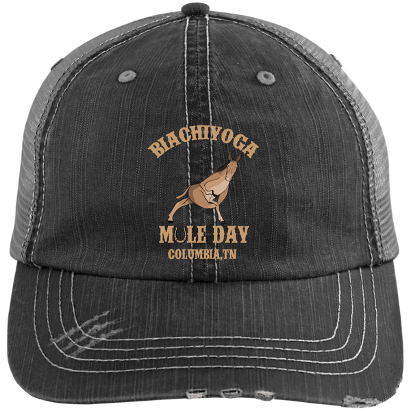 BiaChiYoga Mule Day Distressed Unstructured Trucker Cap