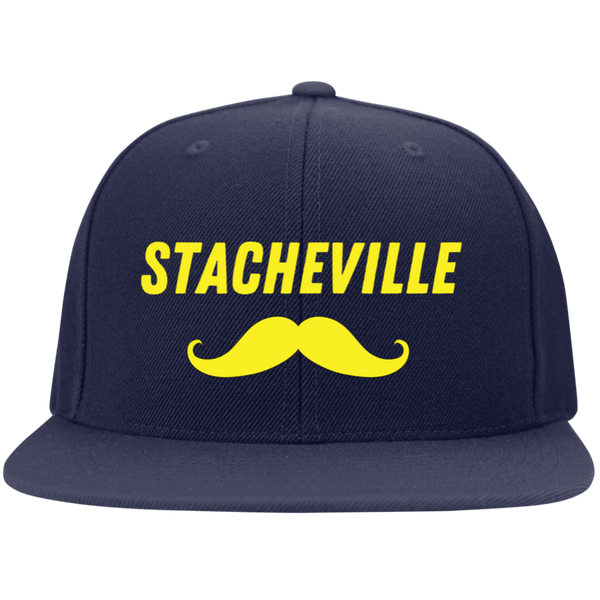 Stacheville Navy - Flat Bill High-Profile Snapback Hat