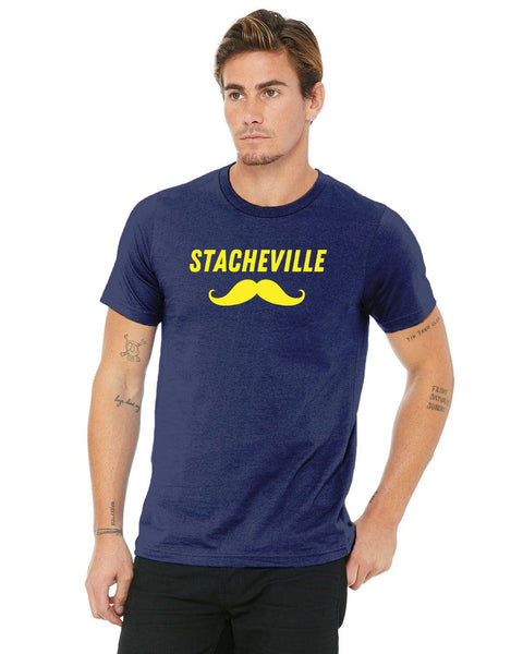 Stacheville (Navy) - Unisex Jersey T-Shirt